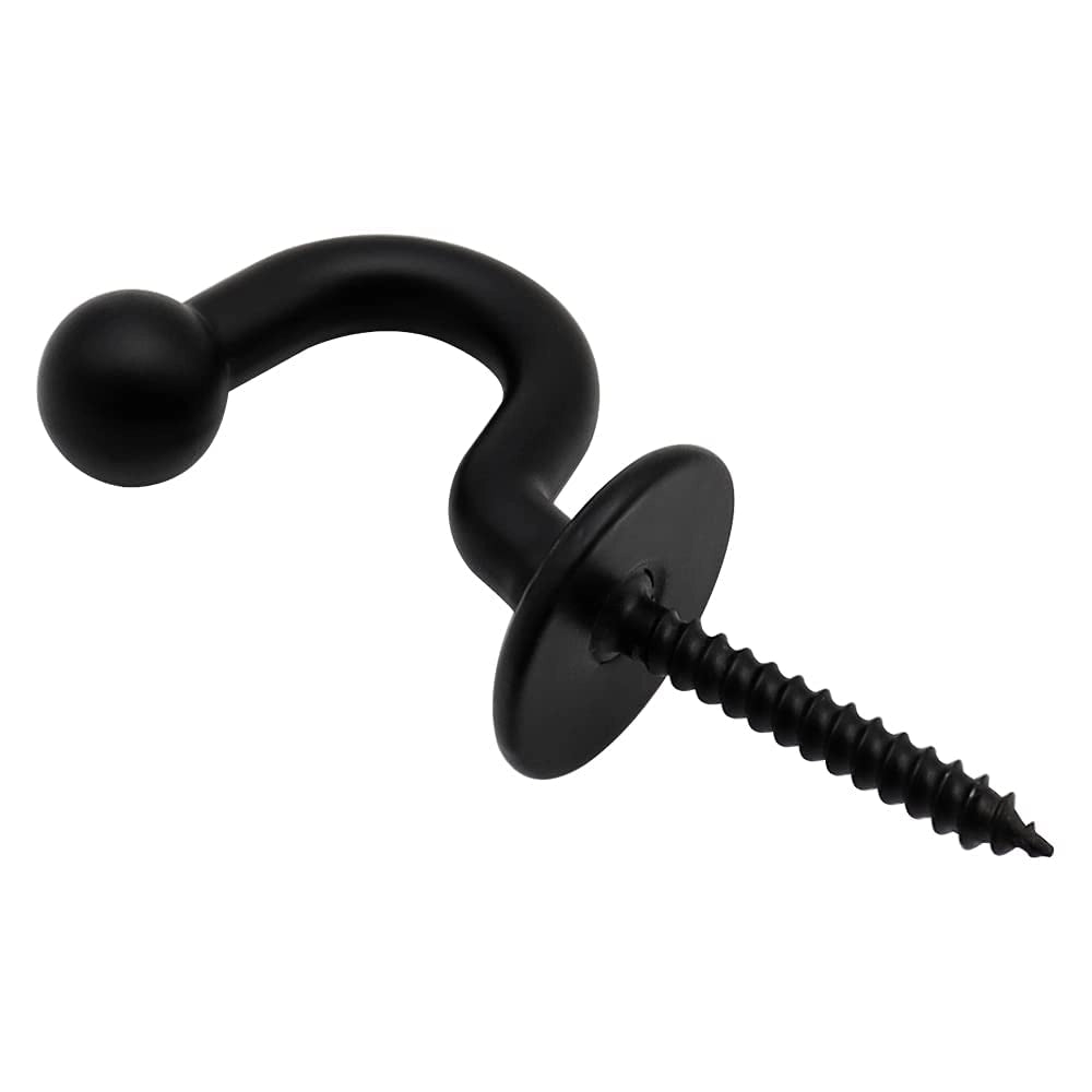 Set di 4 ganci a forma di U per tende, colore nero, metallo, 64 mm