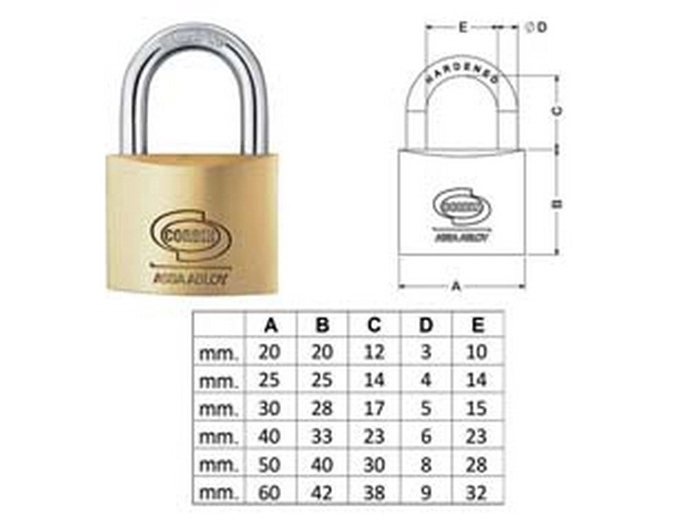 12pz lucchetto ottone arco normale prium cifratura unica ka pl110 mm30 cod:ferx.fer380706
