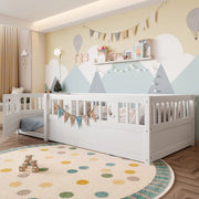 Letto per bambini 90x190 cm con spondine di sicurezza e chiusura; in pino e multistrato bianco