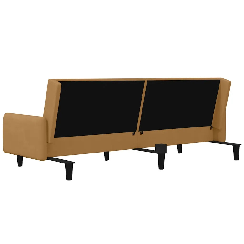 Divano Letto a 2 Posti Marrone in Velluto 375782
