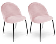 Set di 2 sedie da pranzo imbottite in velluto rosa piede nero – Nicole - SD19NIPN