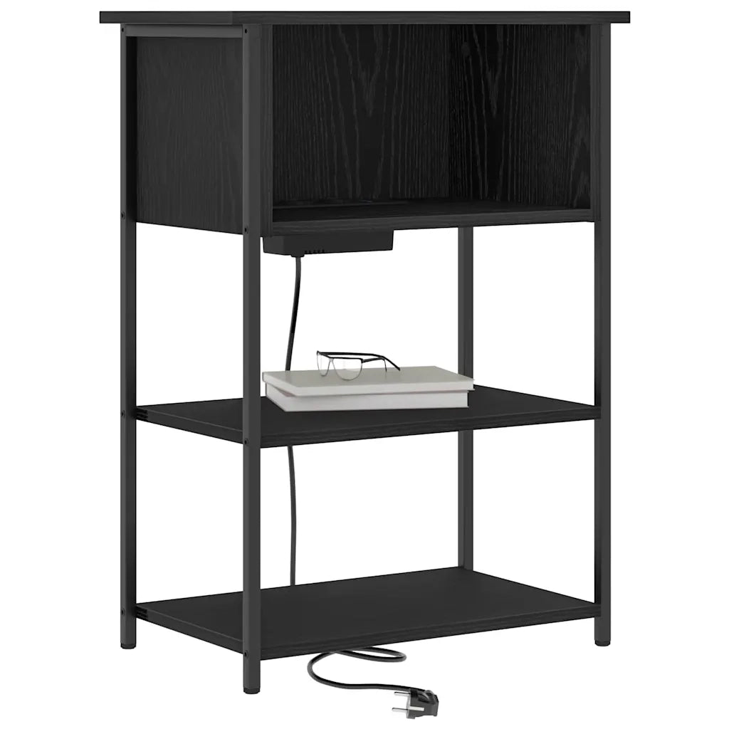 Comodino | Armadio da Notte | Mobiletto da notte Rovere Nero 55 x 31 x 76 cm Legno multistrato