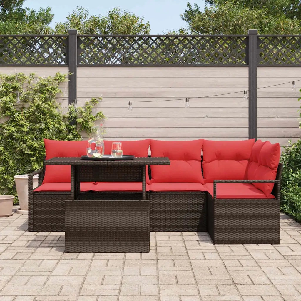 Set Divano da Giardino 6 pcs Marrone Poly Rattan 3357567