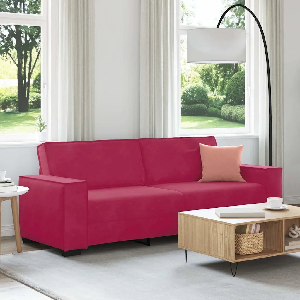 Divano a 3 Posti-Sofa 3 Posti Rosso Vino 180 cm in Velluto 759989