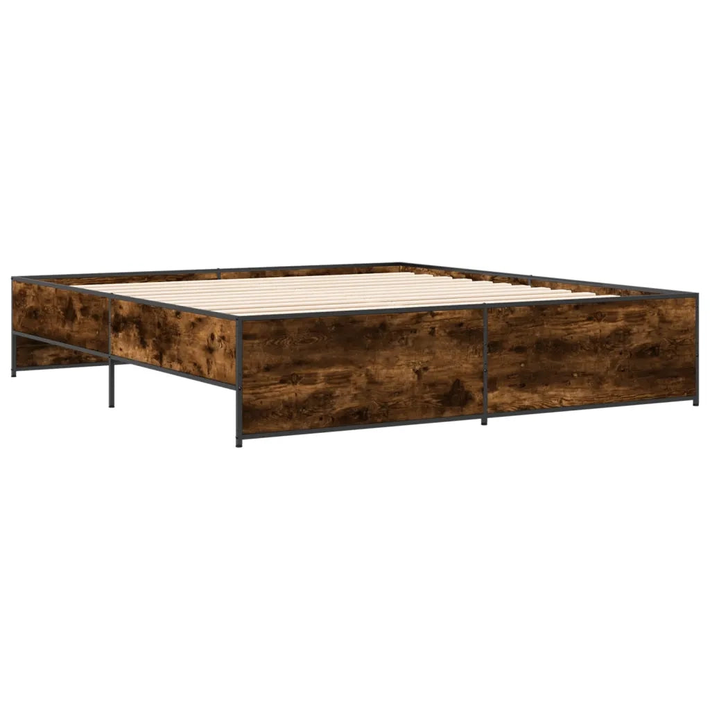 Giroletto-Struttura Letto Rovere Fumo 200x200 cm in Legno Multistrato e Metallo 749721