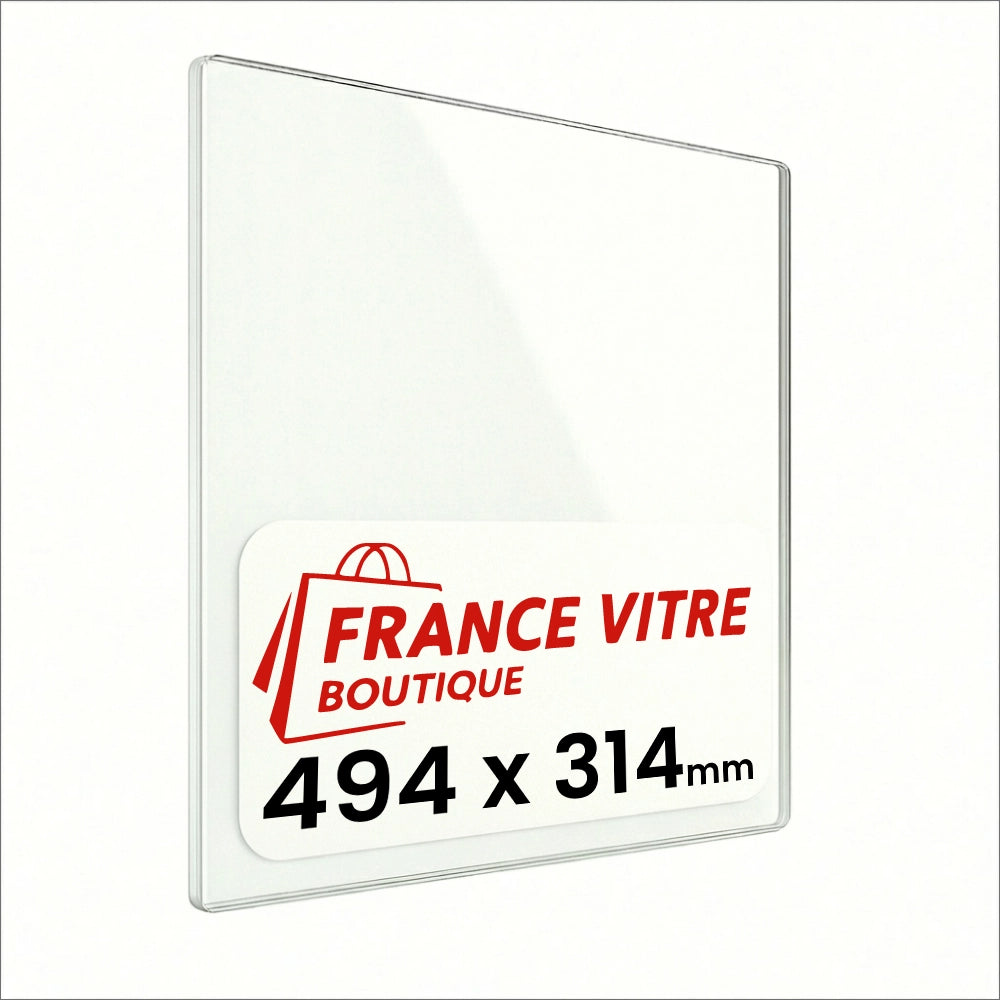 494 x 314 x 4 mm - Vetro per stufa a legna - vetro camino di ricambio - vetro per caminetto resistente al fuoco - France Vitre