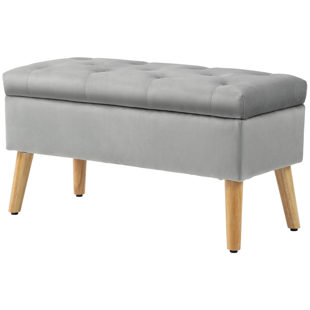 Panca contenitore con cuscino effetto velluto ¨C Xylo ¨C grigio 80x35x42 cm