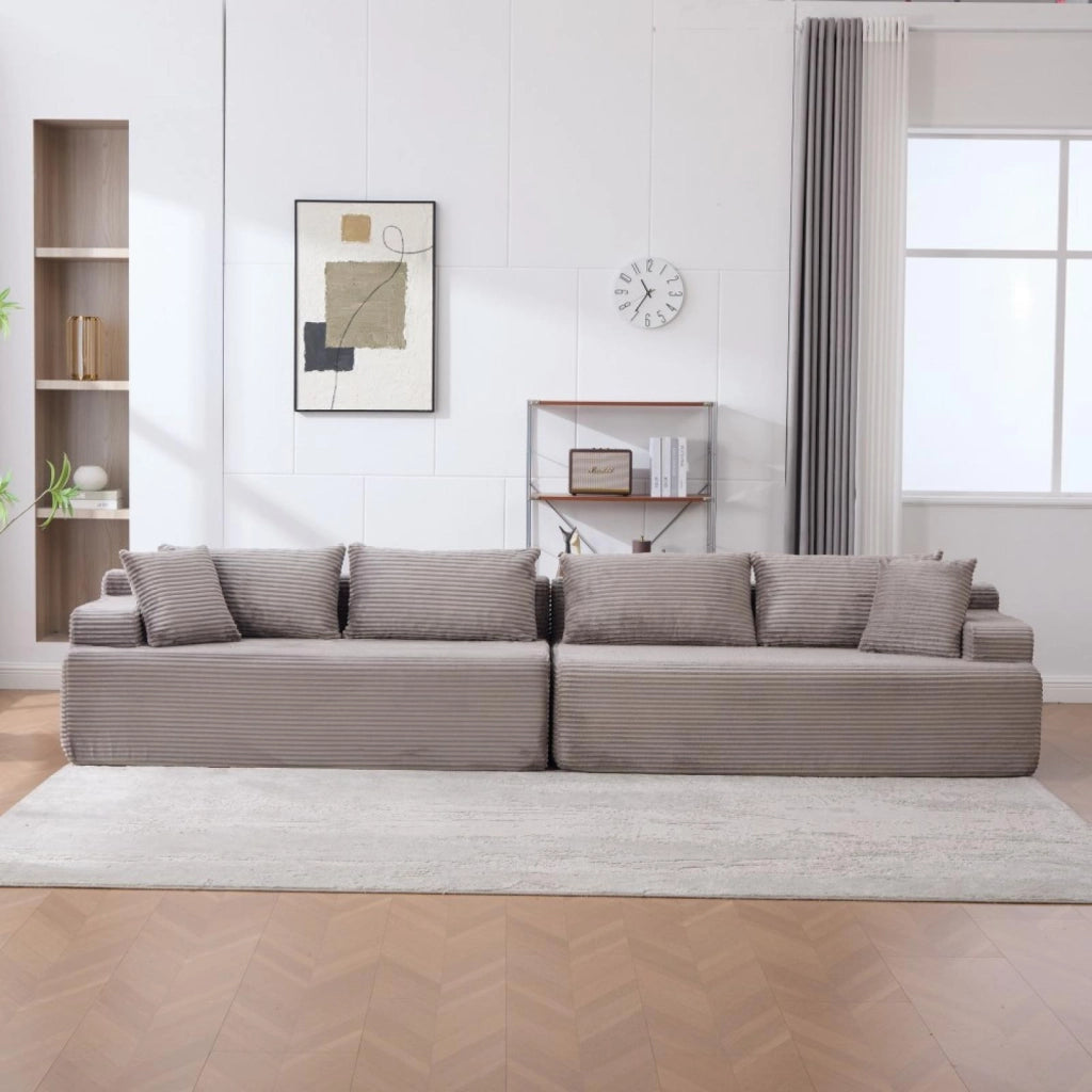 Divano modulare, divano compatto, tessuto chenille, schiuma ad alta elasticità 30D, base antiscivolo, 6 posti, grigio