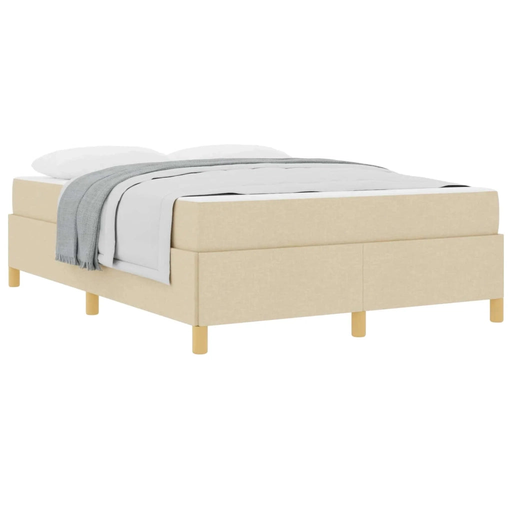 Struttura del letto con materasso Crema 140 x 190 cm Tessuto