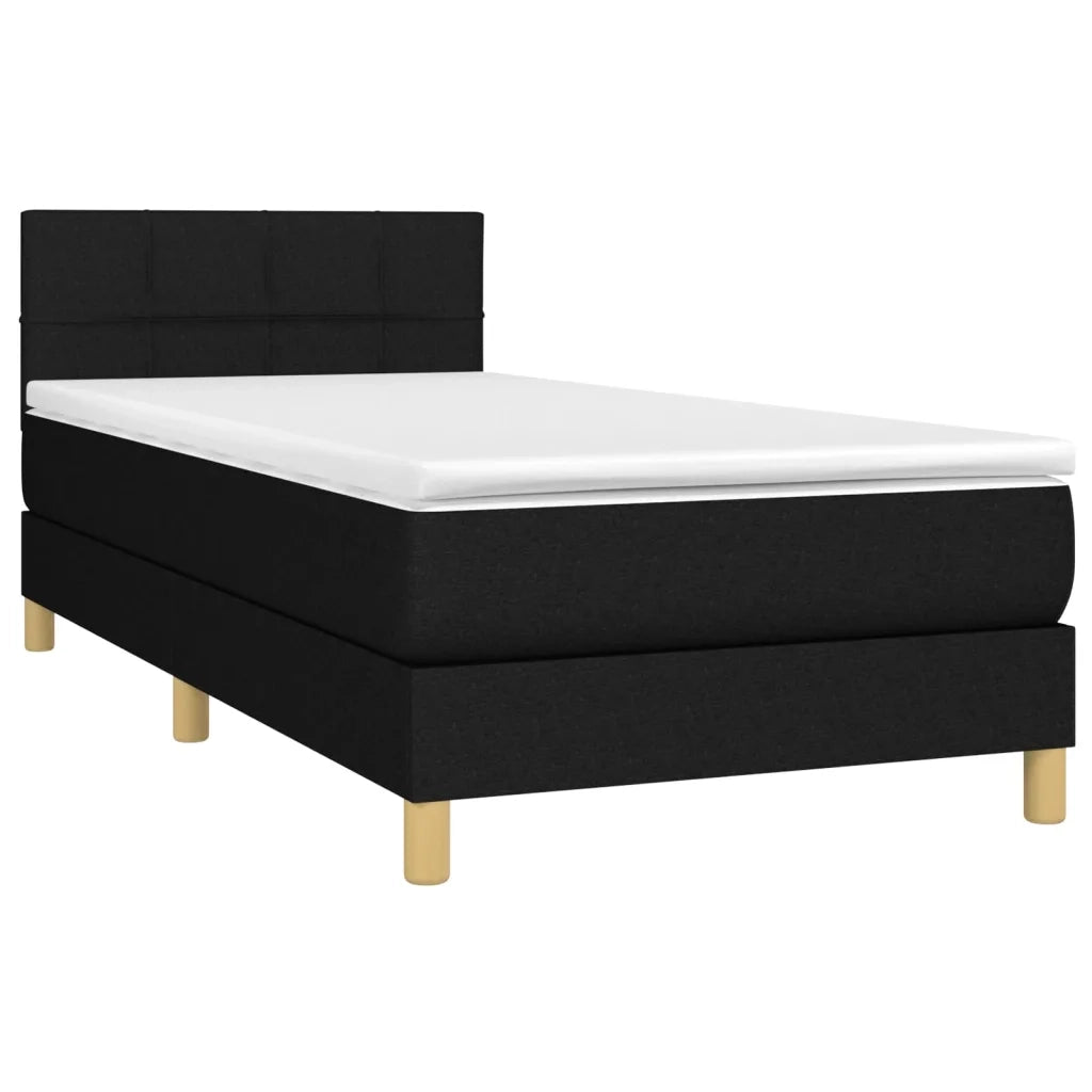 Giroletto a Molle con Materasso-Struttura Letto Nero 80x200 cm inTessuto 611524