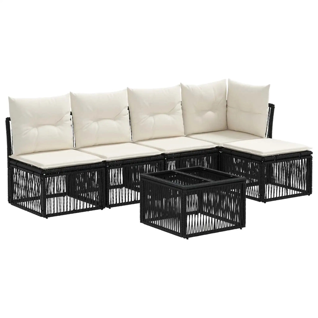Set Divano da Giardino 6 pz Nero polyrattan 3434194