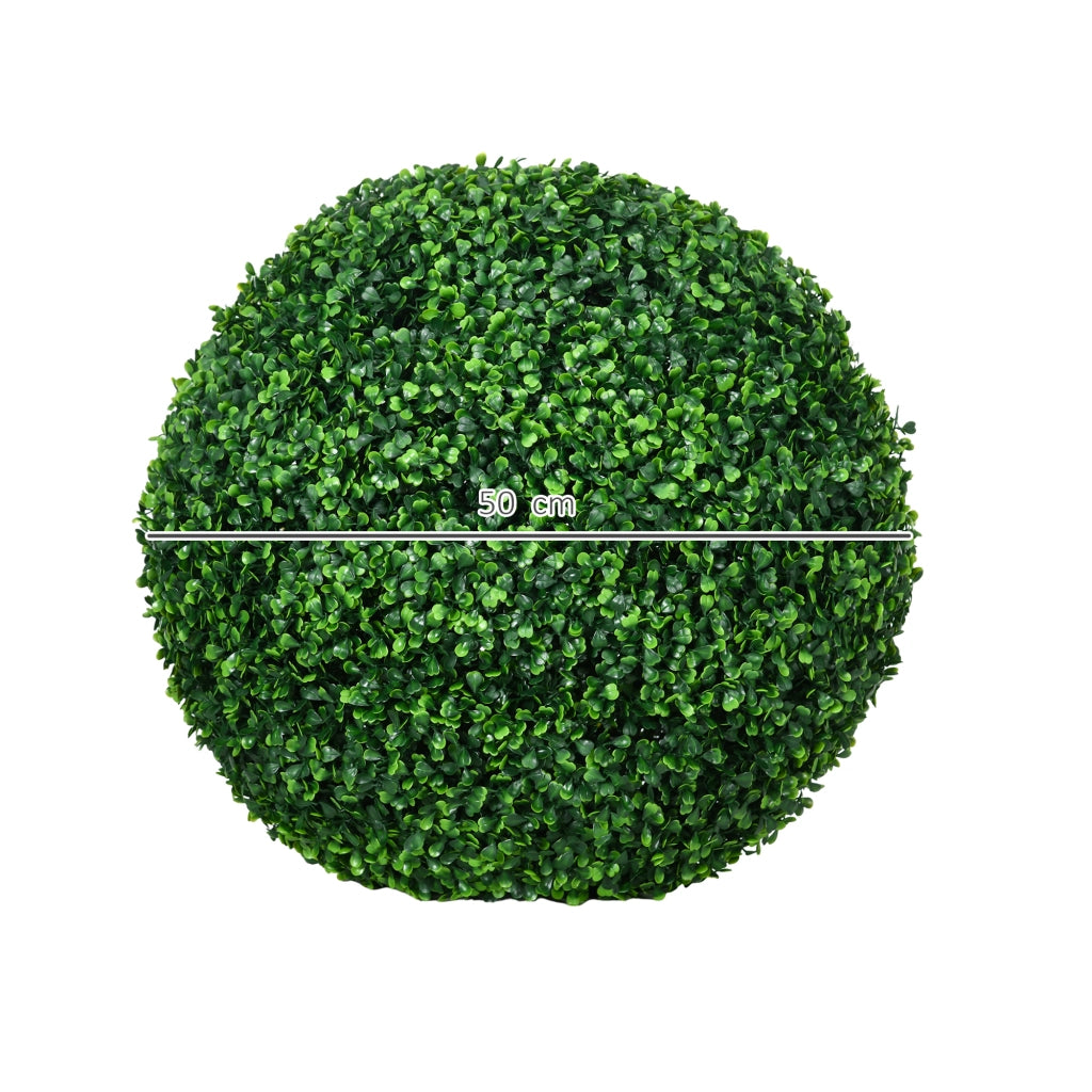 Sfera di bosso artificiale 2 pezzi in plastica verde Ø 50 cm con elementi a incastro per interni ed esterni