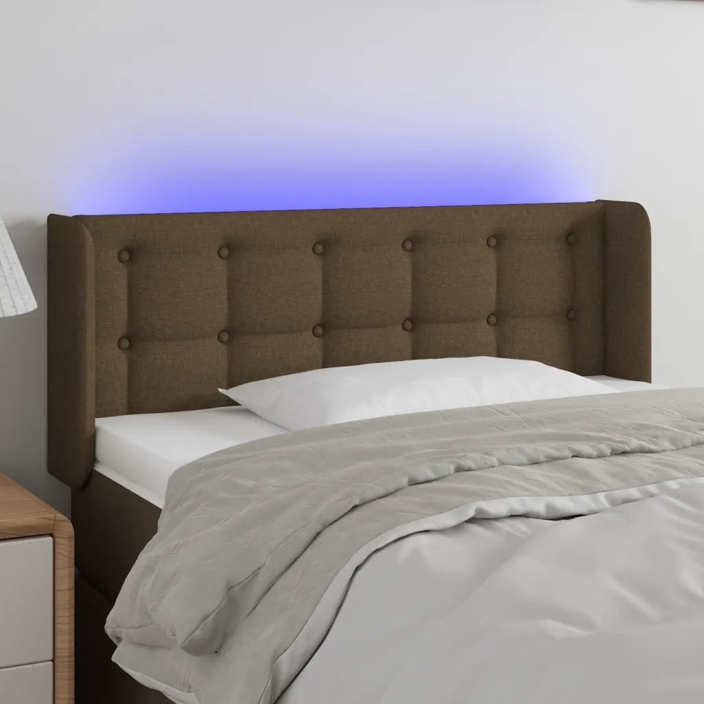 Testiera a LED Marrone Scuro 93x16x78/88 cm in Tessuto 3123655