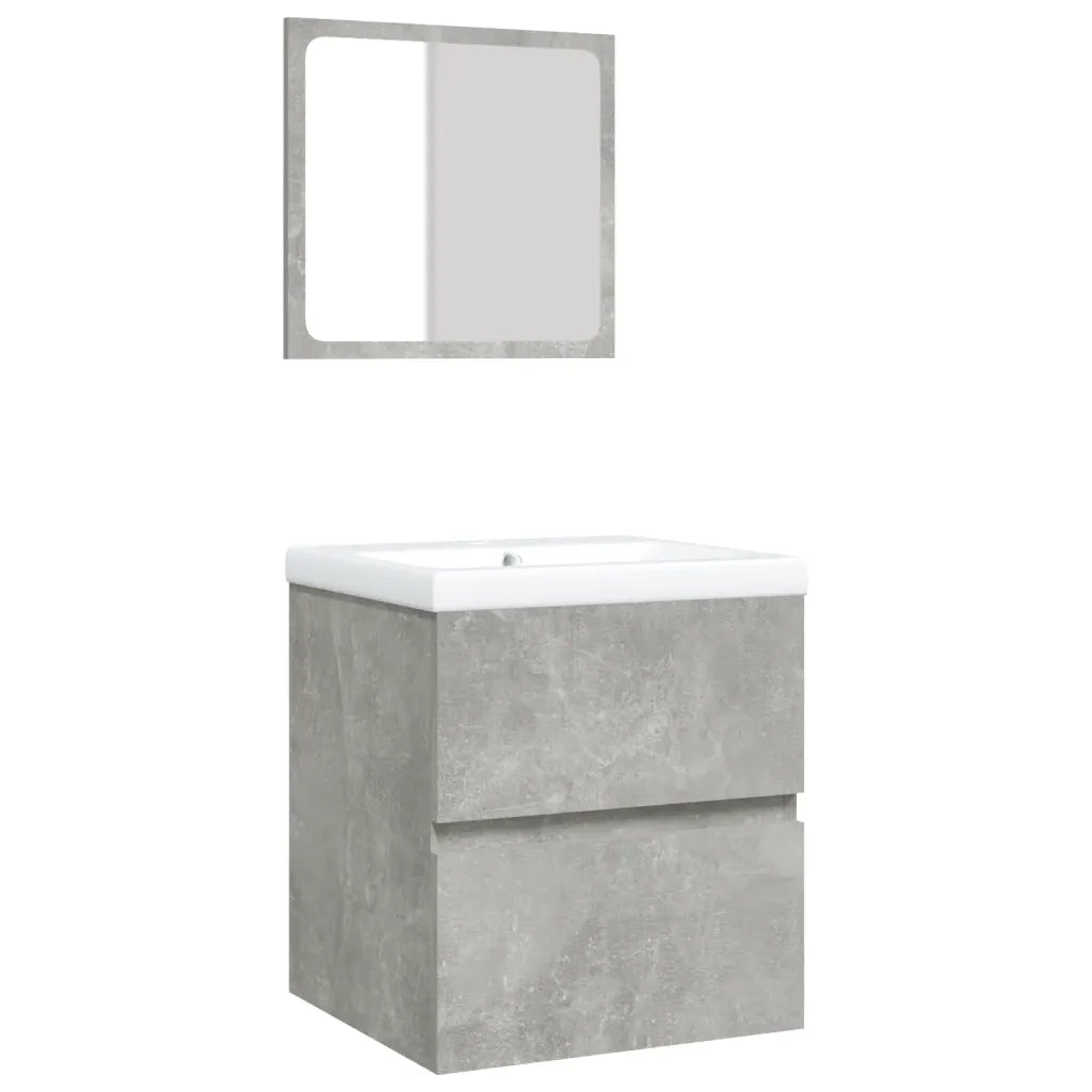Mobile da Bagno con Lavabo e Specchio Grigio Cemento