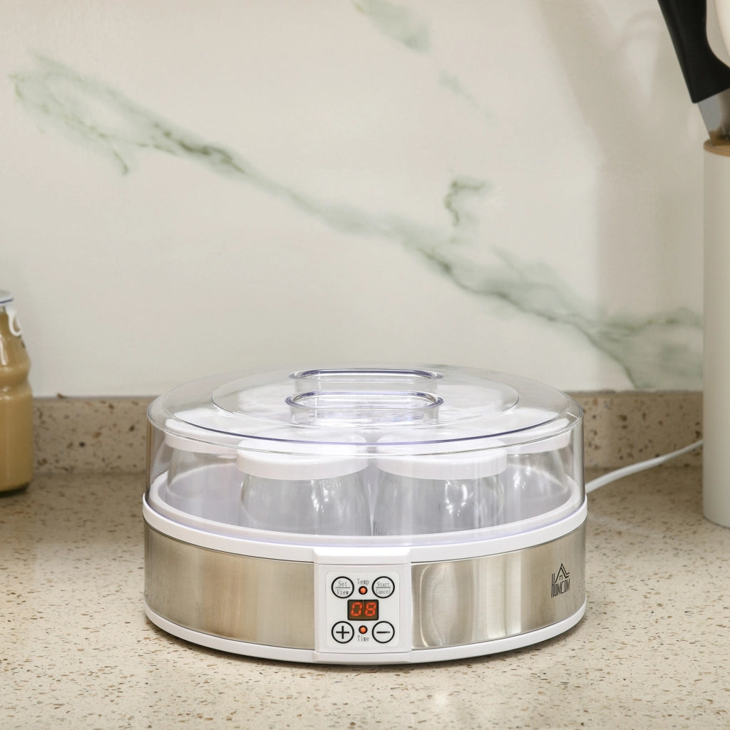 Macchina per yogurt 7 vasetti 180ml ¨C Minimal ¨C acciaio inox bianco 24x24x13 cm