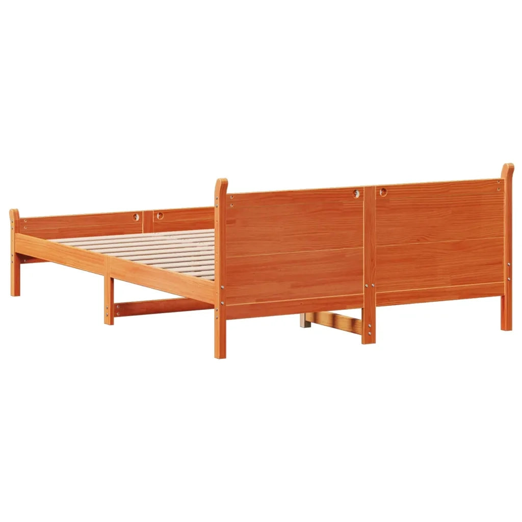 Letto senza Materasso-Struttura Letto Marrone Cera 135x190 cm in Legno di Pino 644478