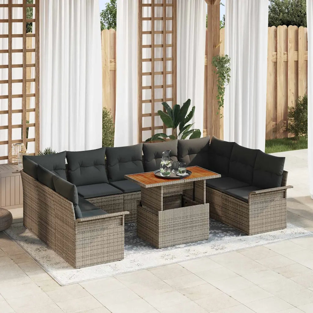 Set Divano da Giardino con cuscino 10 pcs Grigio