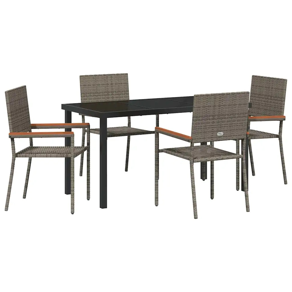 Set da Pranzo per Giardino con cuscino 5 pcs Grigio polyrattan 3379711