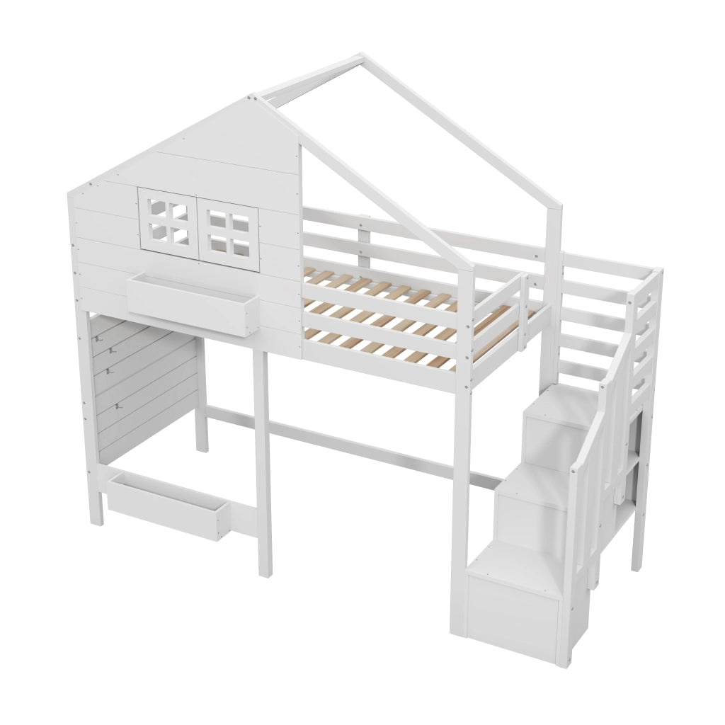letto a castello in pino bianco 107 x 252;5 cm
