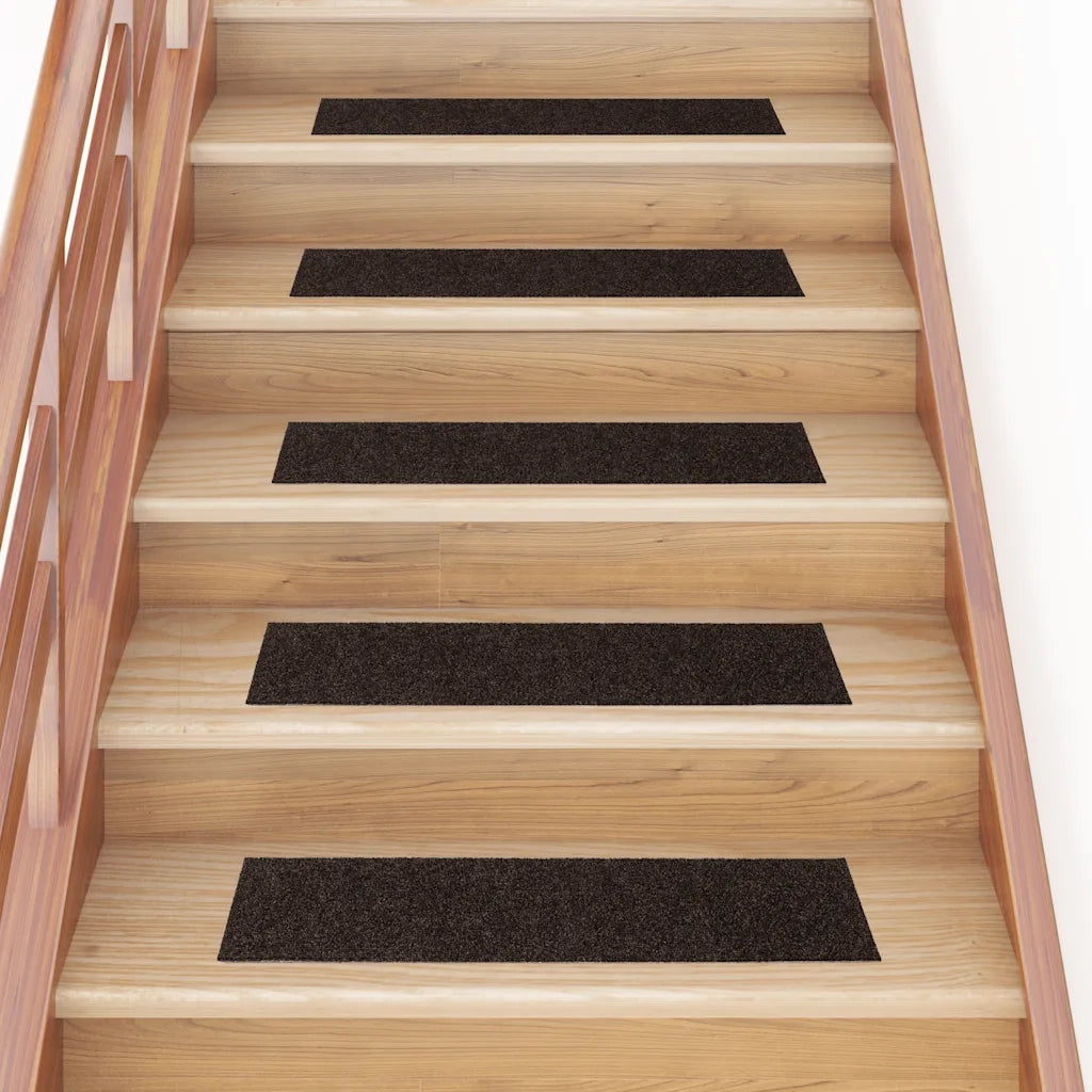 Tappetini per scale autoadesivi 15 pz | Gradini per Scale 76x20 cm marrone scuro rettangolari