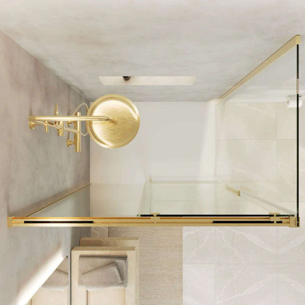 Box doccia 130x70cm scorrevole profili oro spazzolato vetro 8mm trasparente anticalcare h200 | Gili