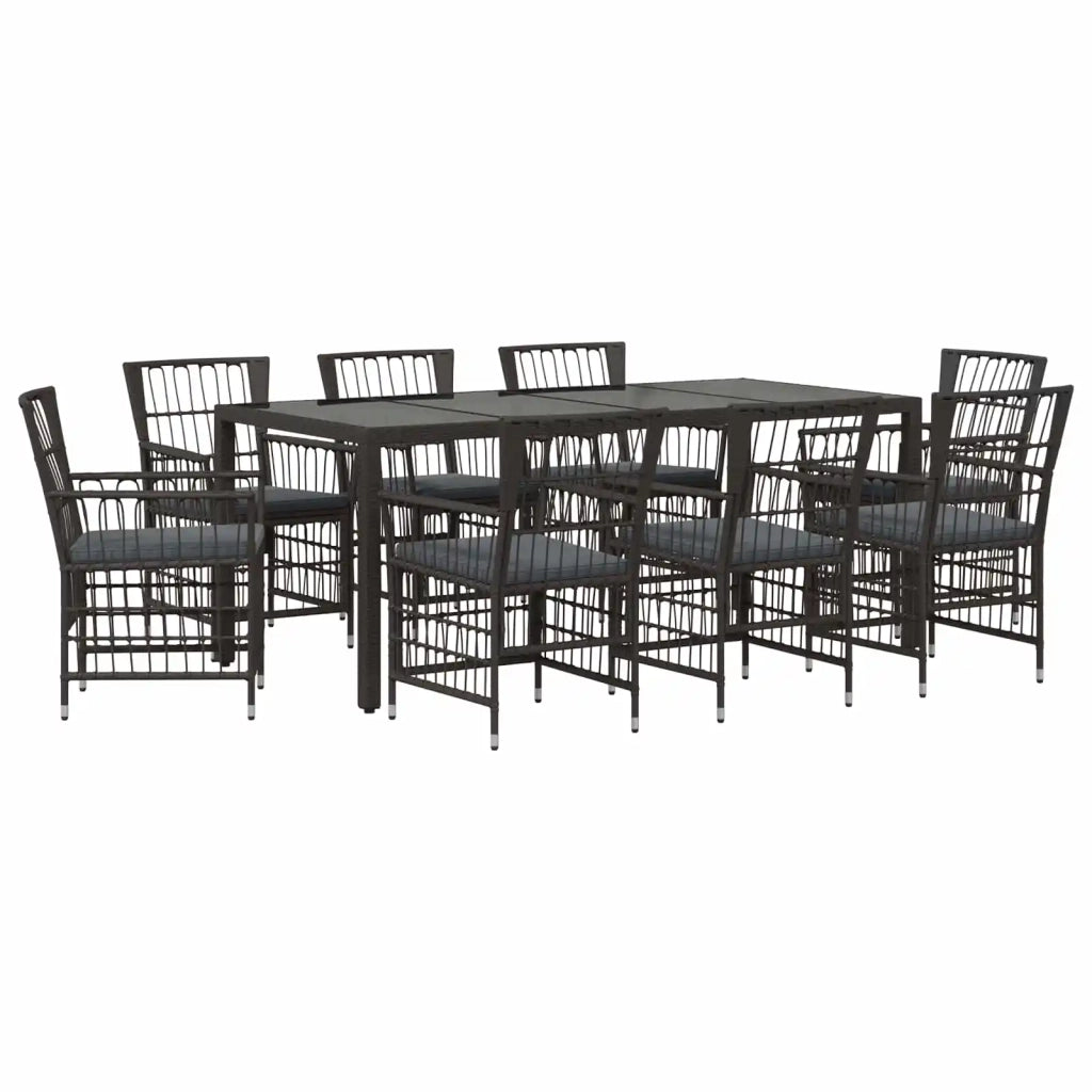 Set da pranzo per esterni 9 pz Nero polyrattan 3448941