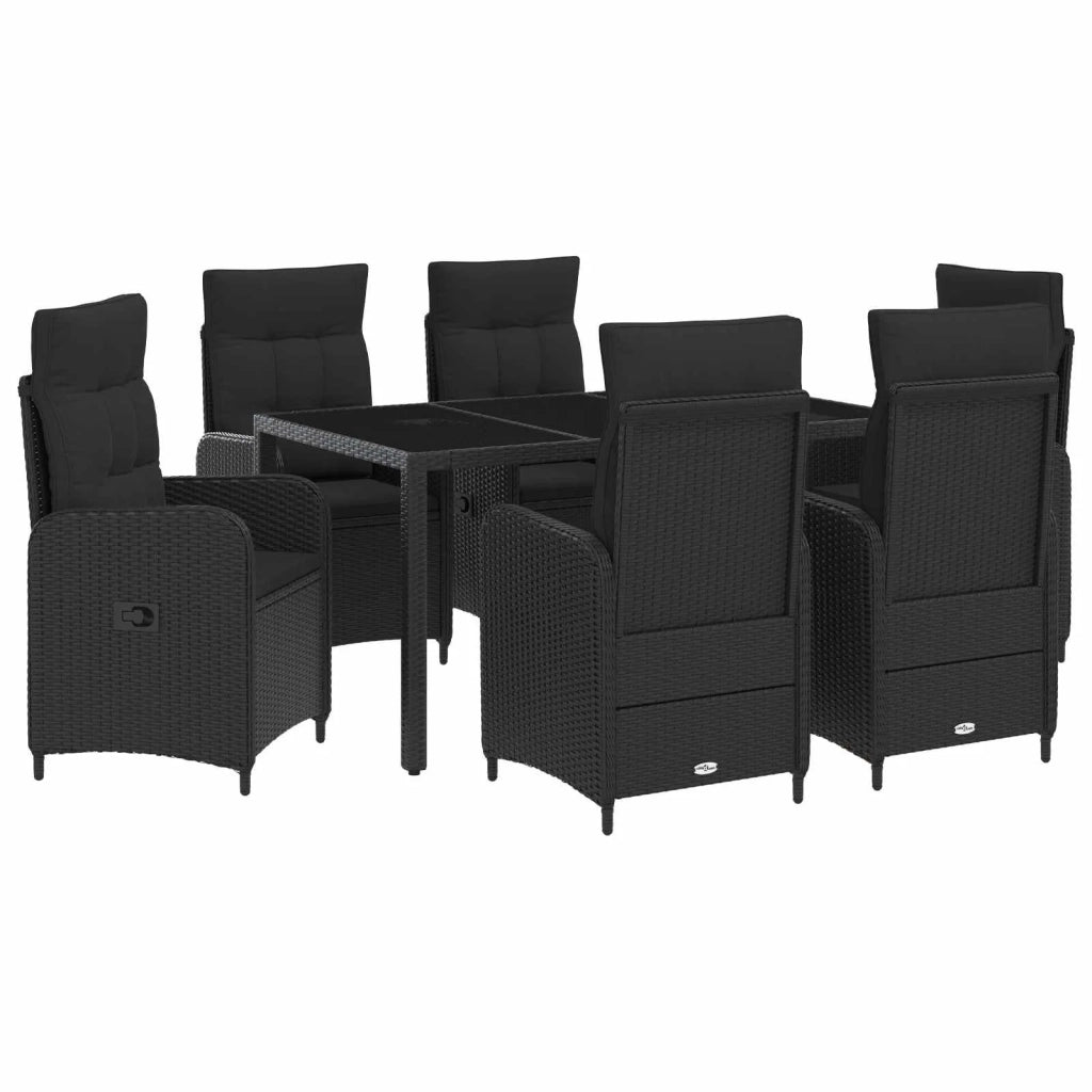 Set da pranzo per esterni 7 pz Nero polyrattan 3422299