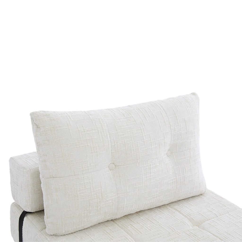 Divano letto pieghevole 79x180 cm in ciniglia beige con cuscini