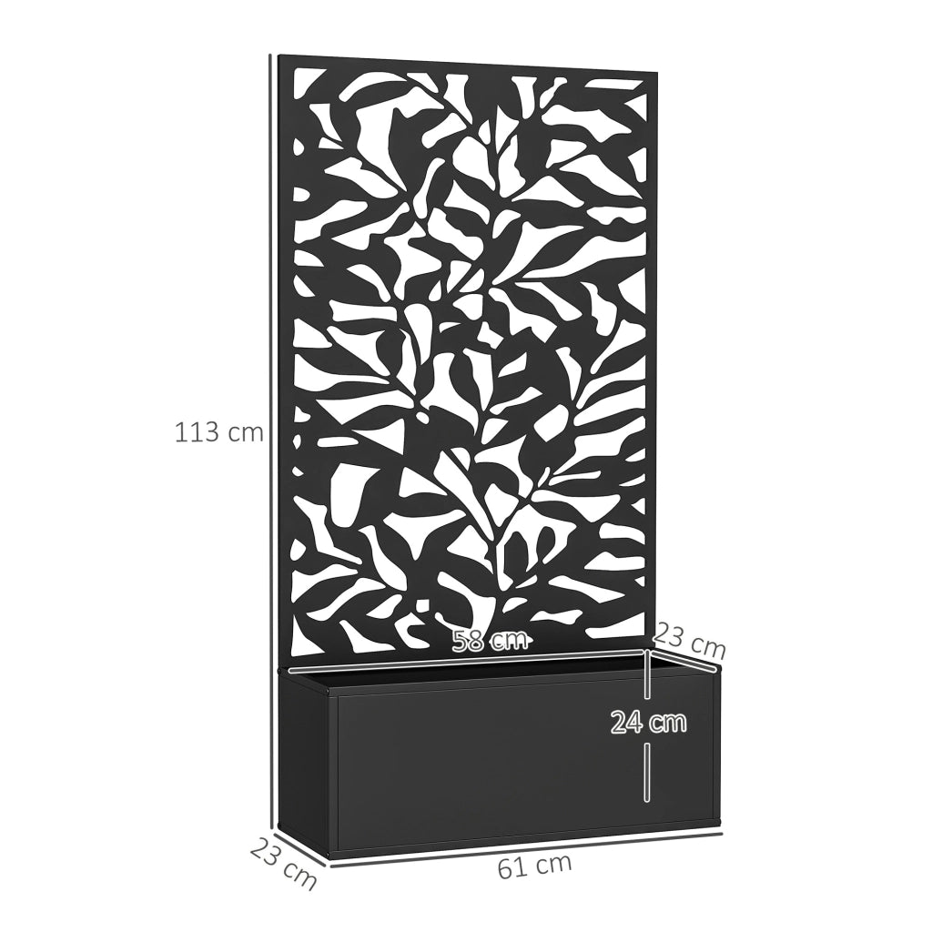 Fioriera Rettangolare con Griglia ¨C zephmum ¨C Nero 61x23x113 cm