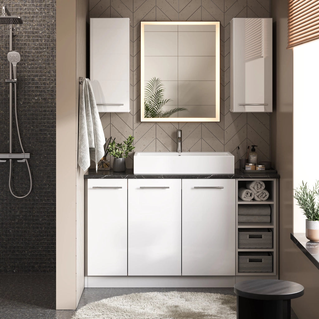 Vicco Mobile sottolavabo per bagno Rosso bordeaux lucido 80 x 82 cm senza piano di lavoro