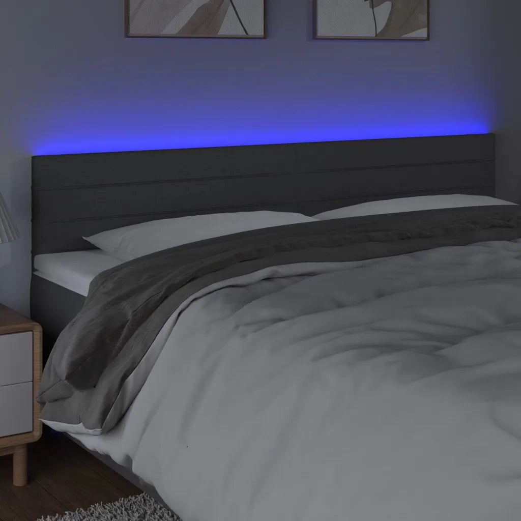 Testiera a LED Grigio Scuro 180x5x78/88 cm in Tessuto 3121767