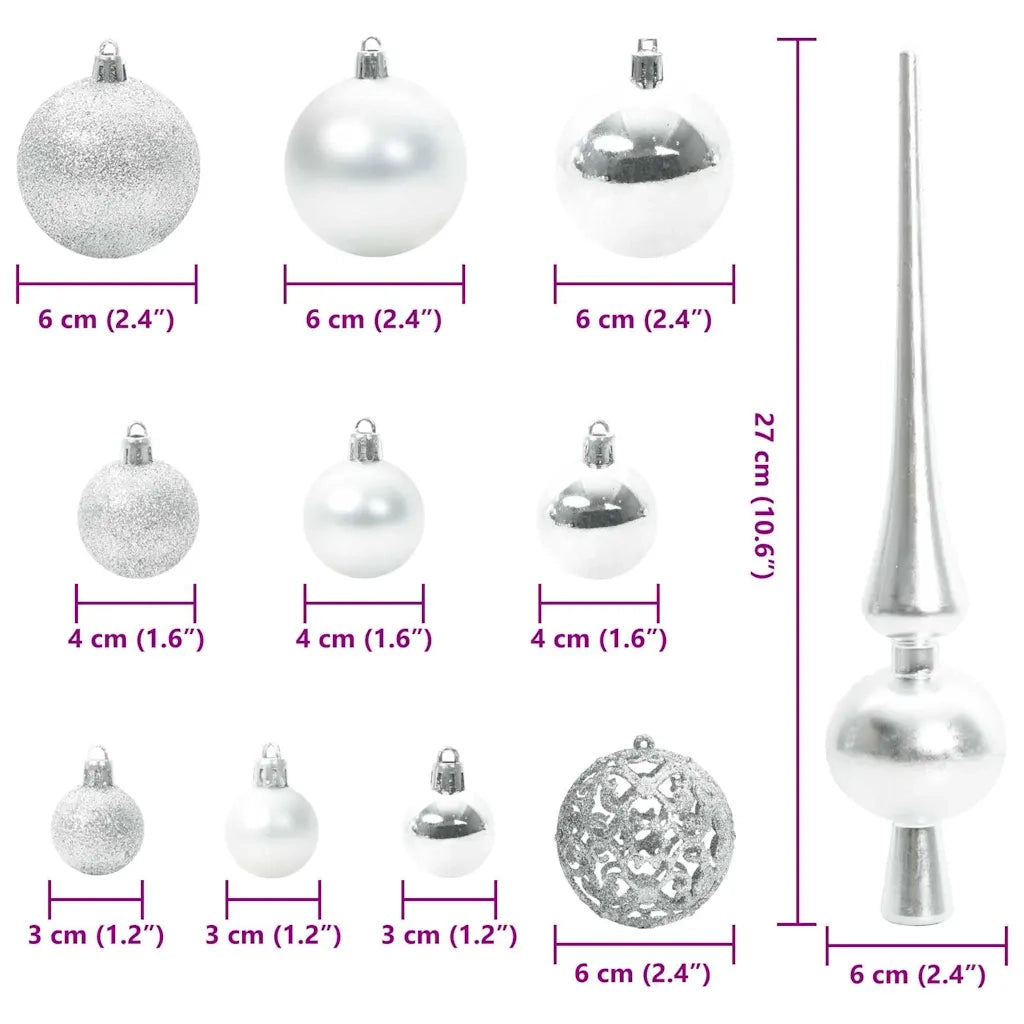 Set di Palle di Natale 120 pz 300 LED Bianco caldo Ø 6 cm 42018836