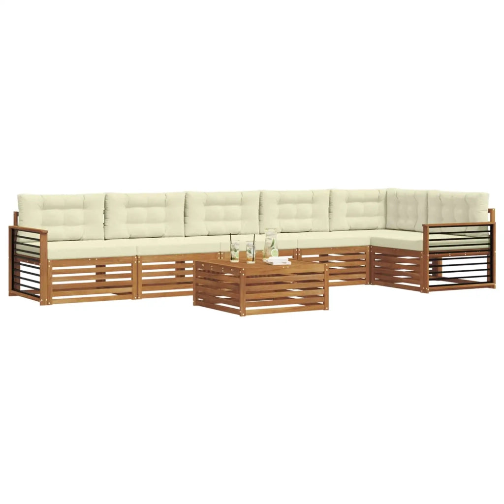 Set di divani da esterno con cuscino 7 pcs Naturale e Crema 3373590