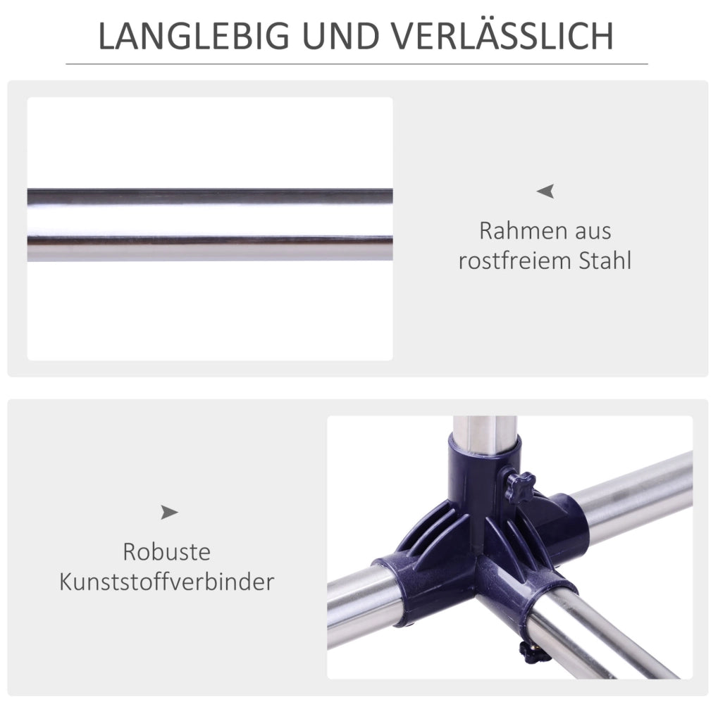 Stender appendiabiti regolabile con ruote in acciaio inox