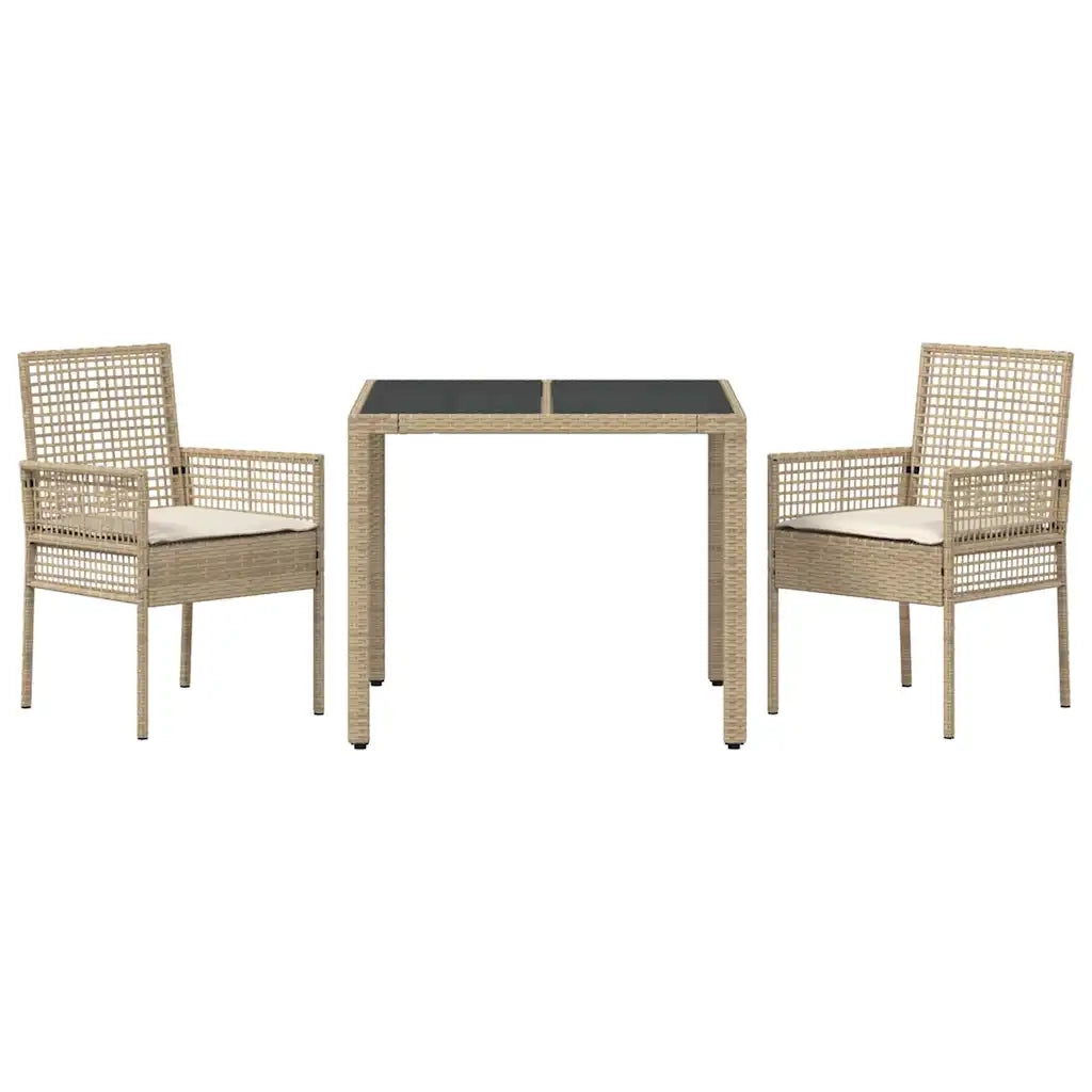 Set da Pranzo per Giardino 3 pcs Beige polyrattan 3334887