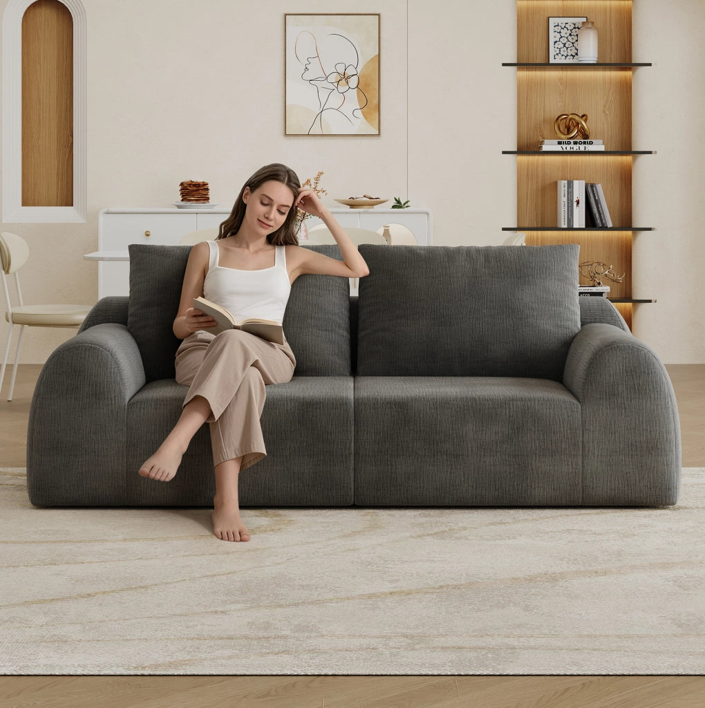 Divano Loveseat 190 cm in tessuto Chenille grigio scuro, senza montaggio richiesto