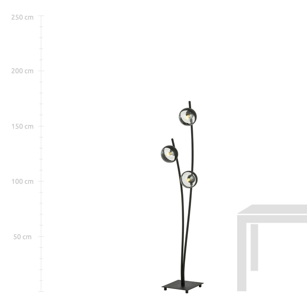 Lampada da terra Emibig Hunter 3 luci E14 nera vetro