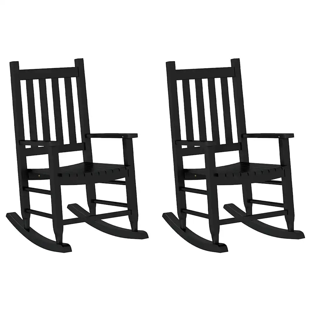Sedie a Dondolo per Bambini 2 pz Nere Legno Massello di Pioppo CFW2229066