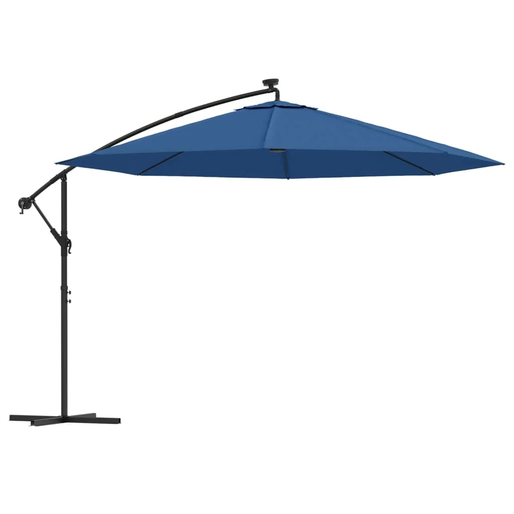 Ombrellone da giardino decentrato con luci LED azzurro 350 cm 02_0008455