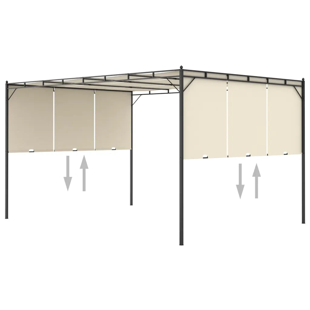 Gazebo | Pergolato da Giardino con Tenda Laterale 4x3x2,25 m Crema