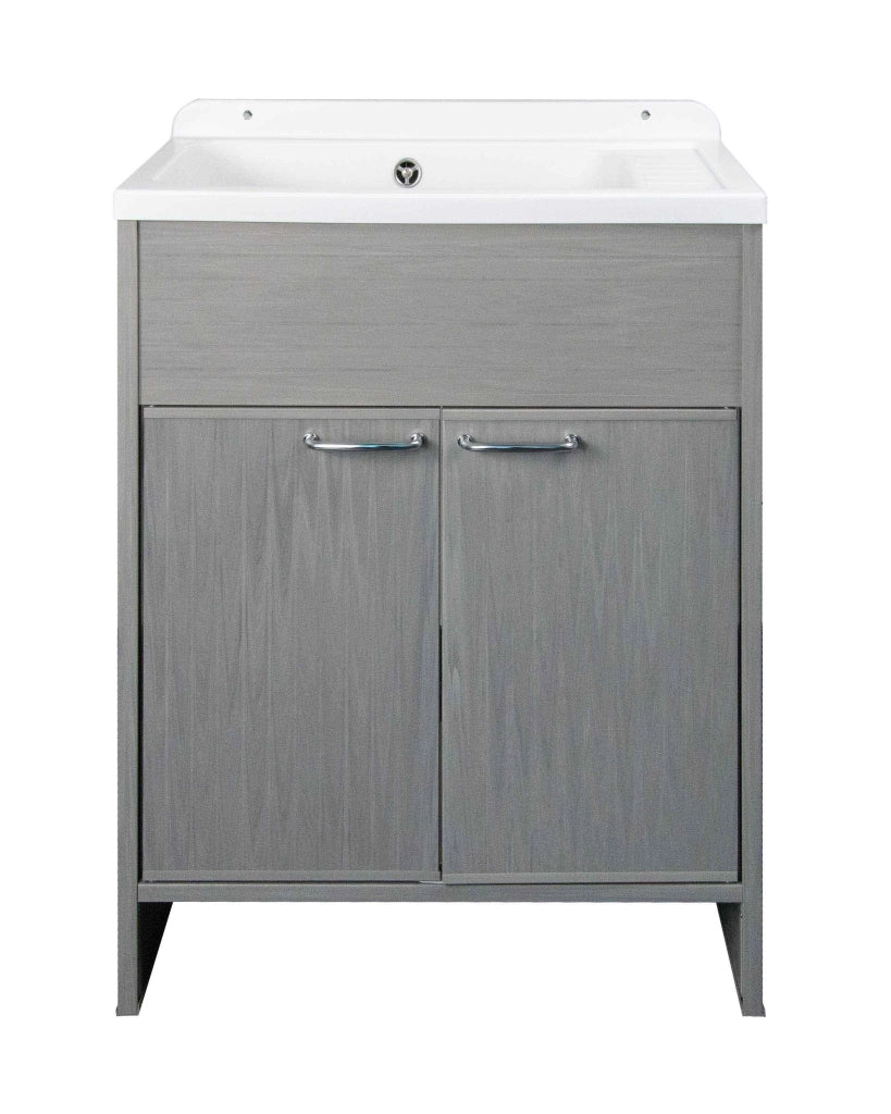LAVATOIO SALVASPAZIO ULTRA in PVC in KIT per Interni/Esterni - Con PILOZZO 58 + GRIGLIA - CR - Col: LEGNO ROVERE