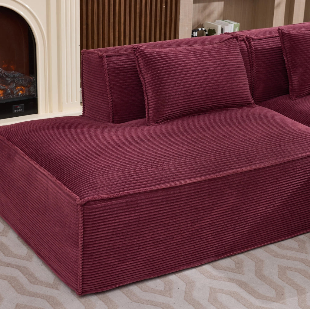 Divano in tessuto economico 235 cm con due cuscini e molle insacchettate, design moderno e semplice
