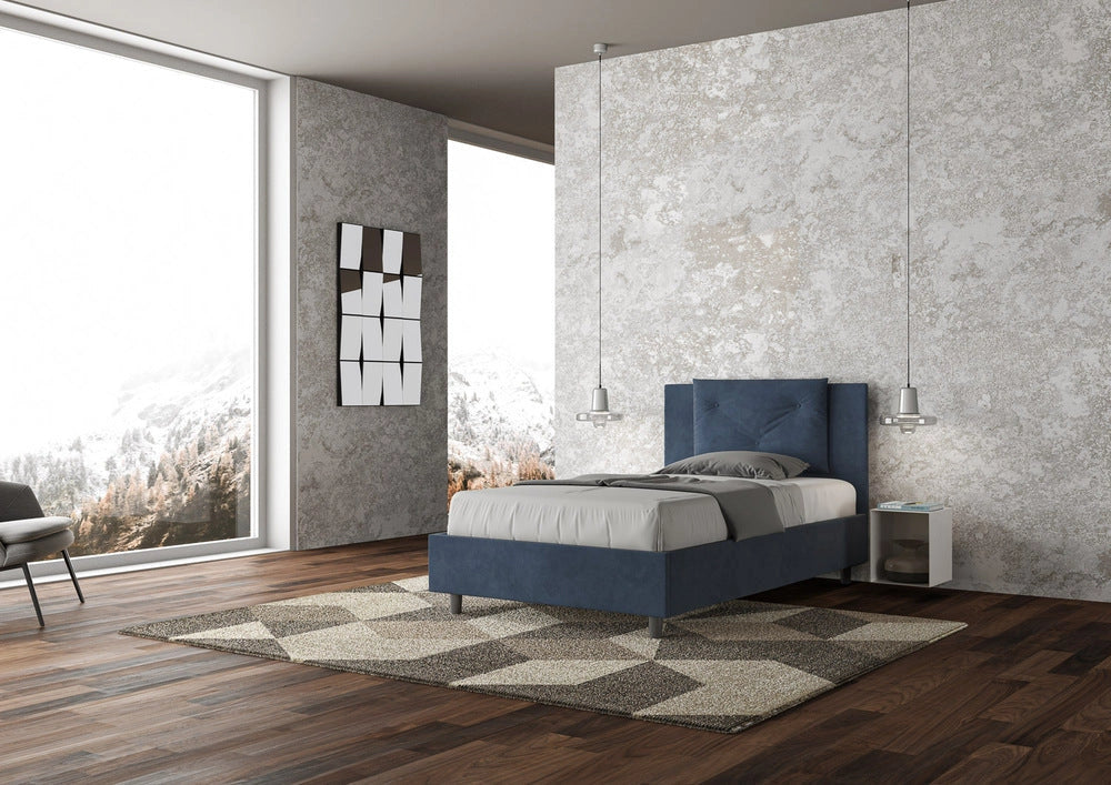 Letto Singolo 80x210 cm con Rete e Contenitore Appia Blu