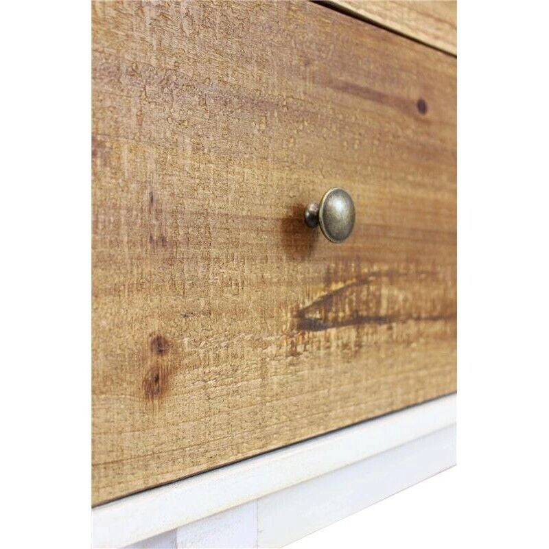 MOBILE BARNEY BIANCO CON DECORO COLOR NATURALE 100 X 45 X H90 CM