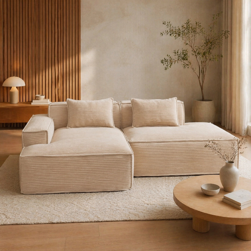 Divano imbottito 235 cm in poliestere khaki con molle insacchettate HOMVRA