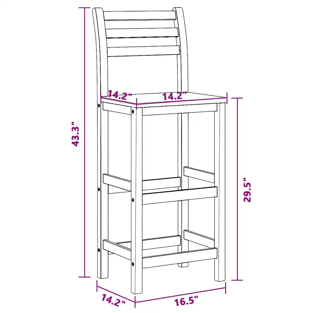 Sgabelli da Bar 4 pz in Legno Massello di Acacia 310286