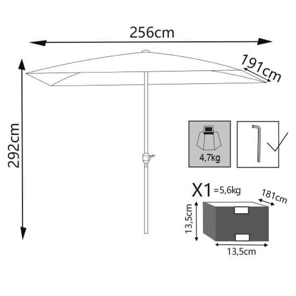 Ombrellone da giardino 2x3 con telo in poliestere Bianco palo Bianco antivento mod. Poly Eco
