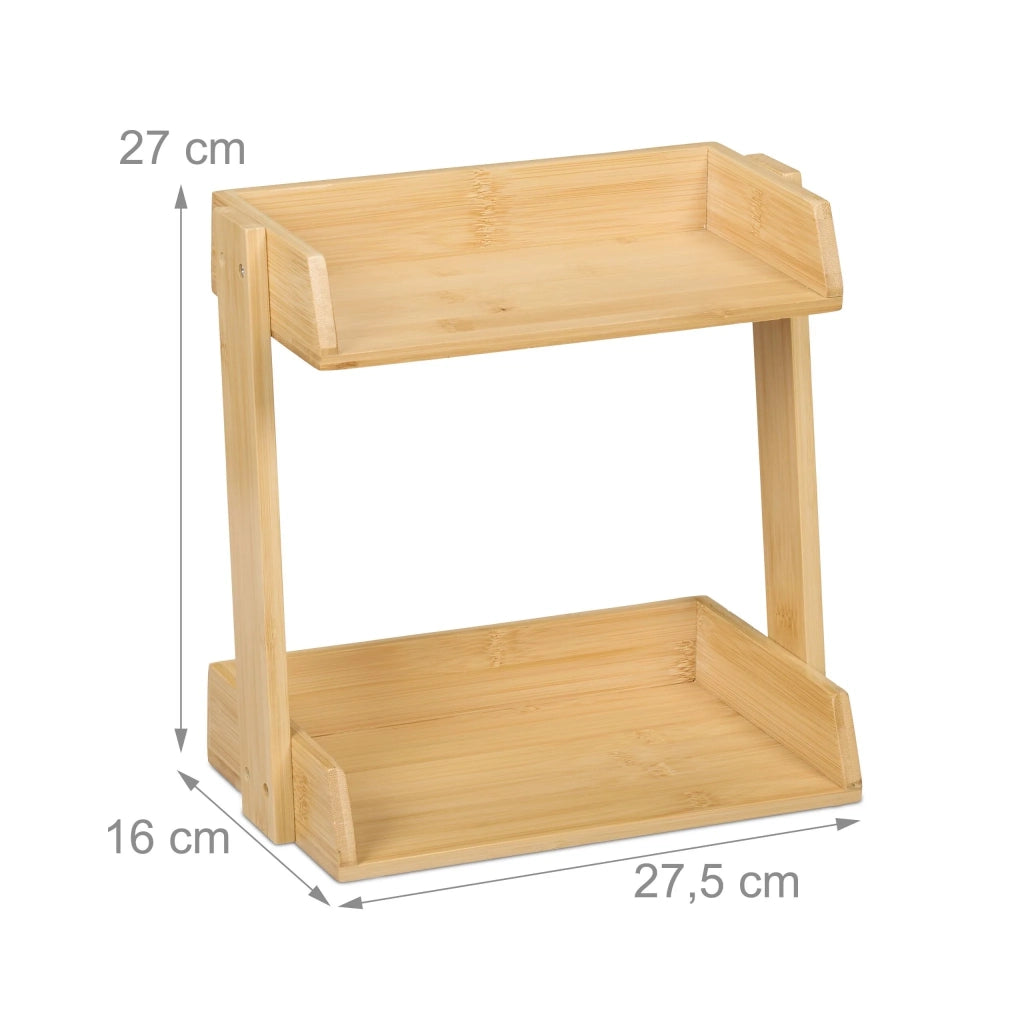 Scaffale portaoggetti da cucina 2 livelli accesso facile ottimizzazione dello spazio arredamento moderno in bambù naturale 13_0015090