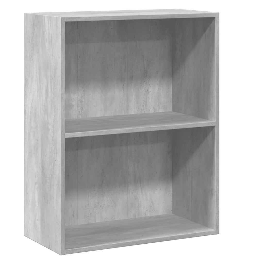 Libreria 2 Ripiani-Scaffale per Libri-Mobile di Stoccaggio Grigio Cemento 60x30x76,5 Legno Multistrato