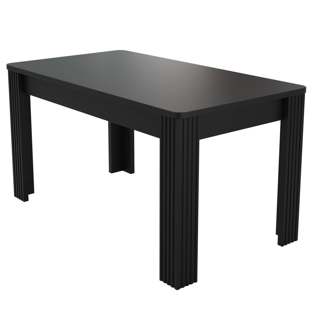 Tavolo da pranzo 116x65x75 cm in truciolato nero moderno, 4 gambe